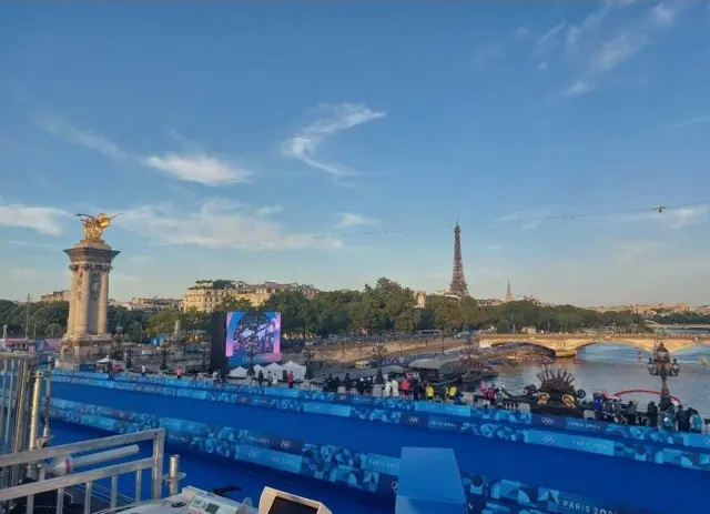 A view of the start of the open water swimming