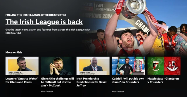 Irish League Football page on the BBC Sport NI website