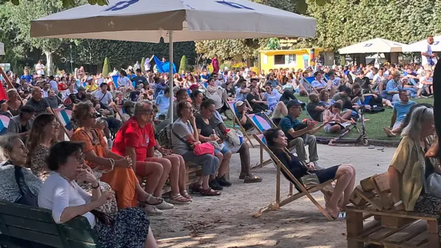 A crowd of French football fans