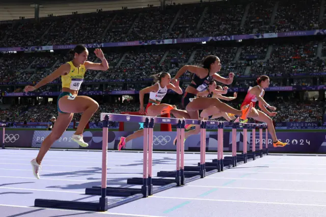 Katarina Johnson-Thompson in the 100m hurdles