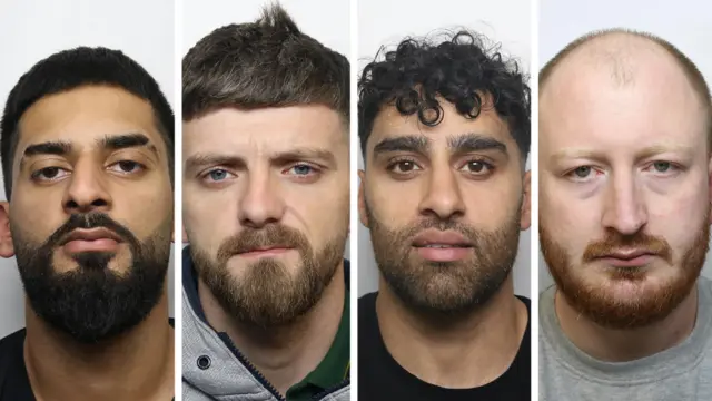 Four men charged with offences related to disorder this weekend are shown