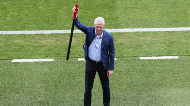 Arsene Wenger before the men's football final at the Paris 2024 Olympics