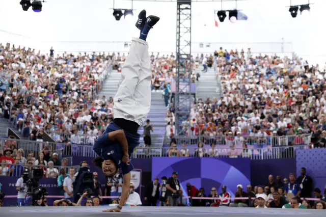 France's Sya Dembele, known as Syssy competes in the Women's Breaking dance