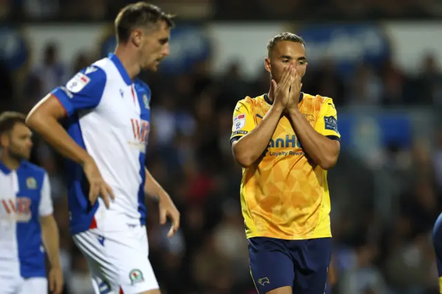 Kane Wilson misses a chance for Derby