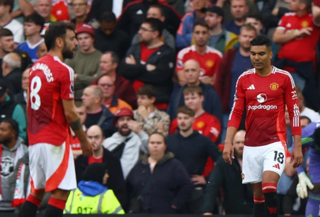 Manchester United's Casemiro looks dejected