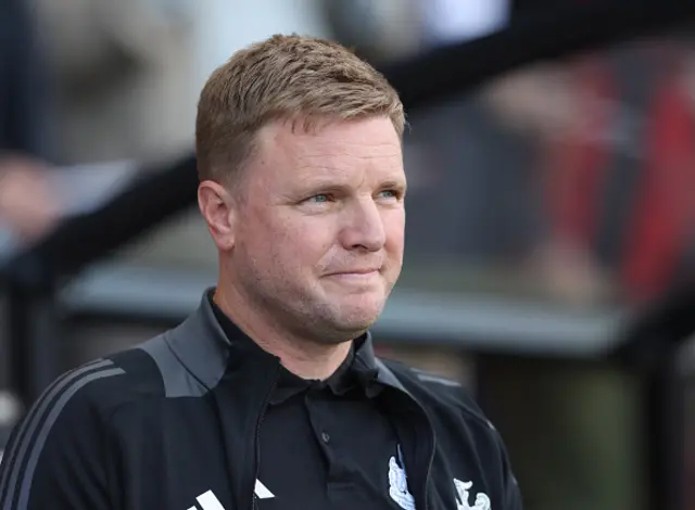 Newcastle United manager Eddie Howe looks on