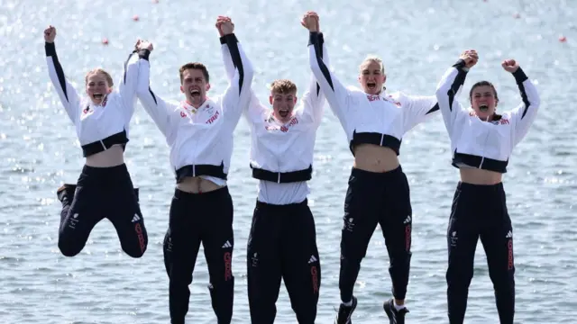 Great Britain celebrate on podium