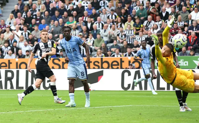 Harvey Barnes of Newcastle United scores