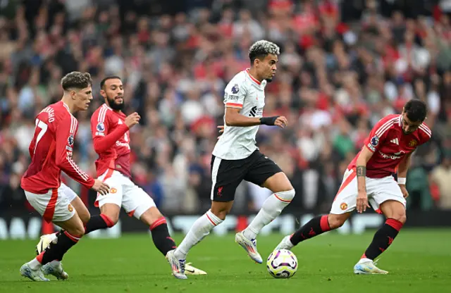 Luis Diaz of Liverpool runs with the ball