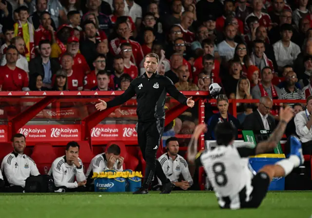 Newcastle United Head Coach Eddie Howe gestures