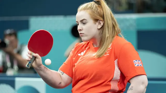 Megan Shackleton in table tennis action in Paris