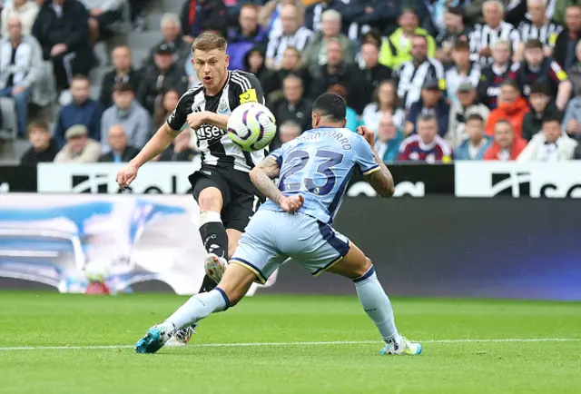 Harvey Barnes of Newcastle United takes a shot