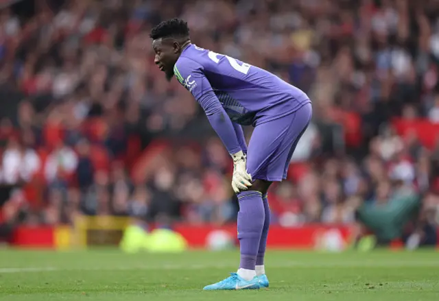 Andre Onana of Manchester United looks on