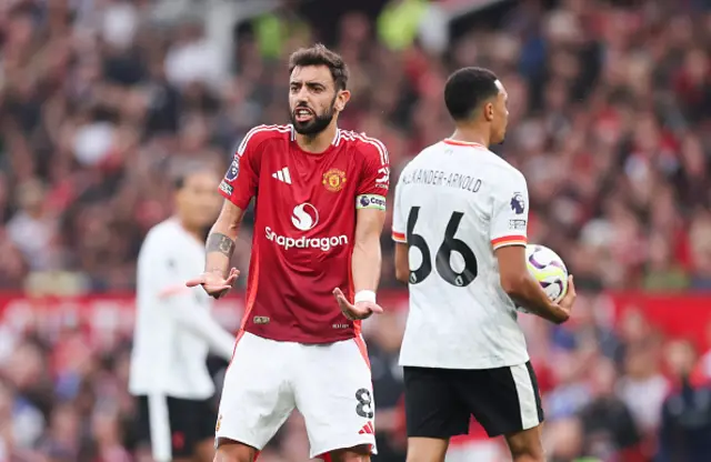 Bruno Fernandes of Manchester United reacts