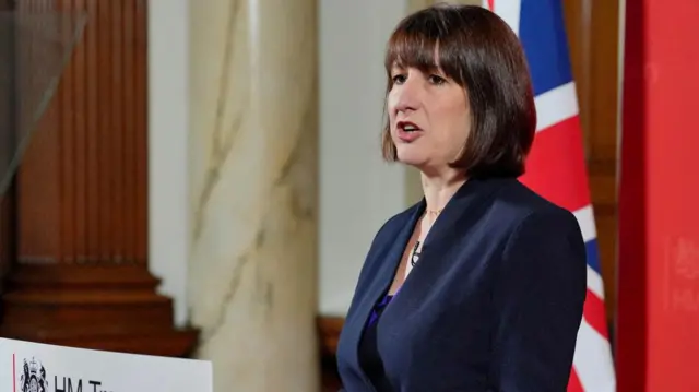 Chancellor of the Exchequer Rachel Reeves gives a speech at the Treasury in London, Britain, to an audience of leading business figures and senior stakeholders