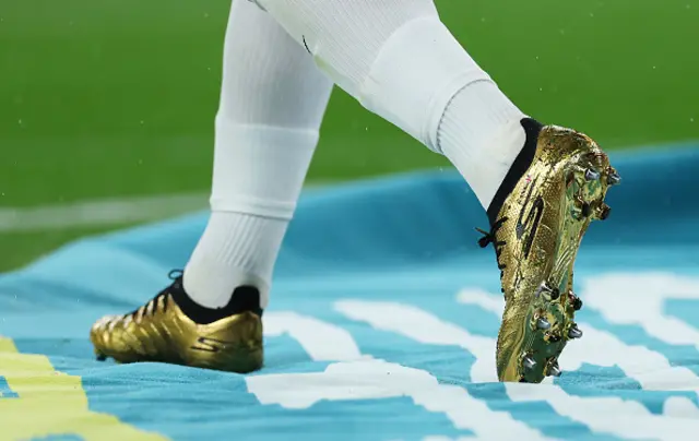 Harry Kane's golden boots on show during his 100th cap for England