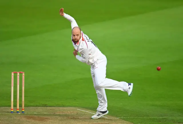 Jack Leach bowling