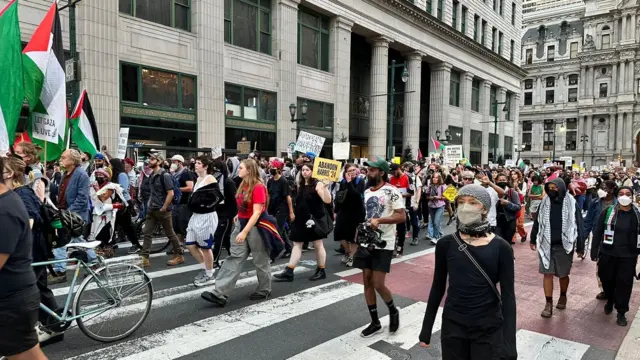 Pro-Palestinian protesters march in Philadelphia