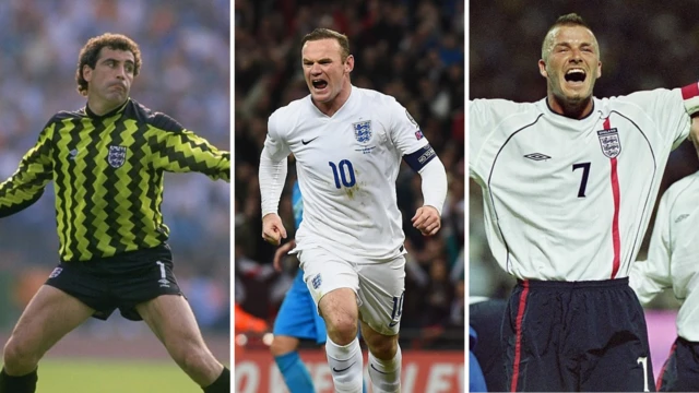 Peter Shilton, Wayne Rooney and David Beckham - England's most capped players