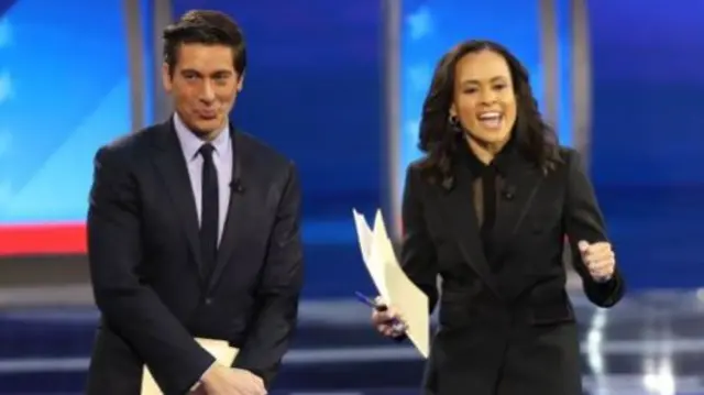 ABC hosts David Muir (left) and Linsey Davis (right) will moderate the debate.