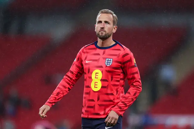 Harry Kane of England warms up