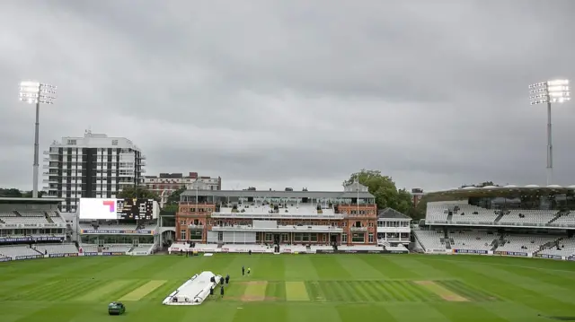 Covers are on during Middlesex CCC vs Gloucestershire CCC