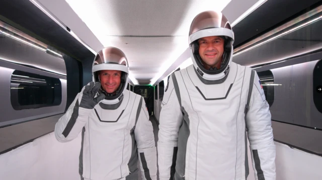 Scott Poteet and Jared Isaacman in space suits