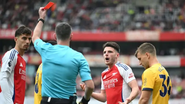 Arsenal's Declan Rice left open-mouthed by red card against Wolves