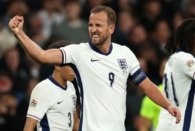 Harry Kane celebrates his second goal