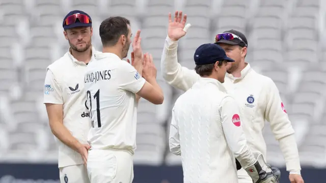 Middlesex celebrate a wicket