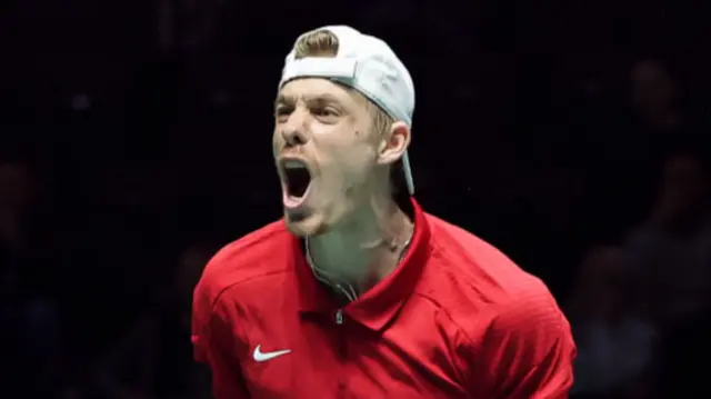 Denis Shapovalov celebrates with a roar of delight