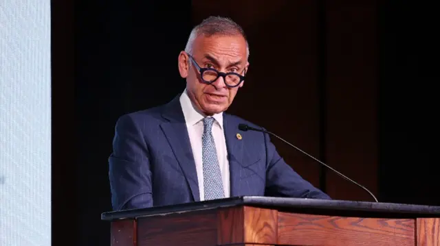 Lord Ara Darzi speaks during a Human Rights & Humanitarian Forum on Day 2 of the 2024 Aurora Prize Events on May 09, 2024 in Los Angeles, California.