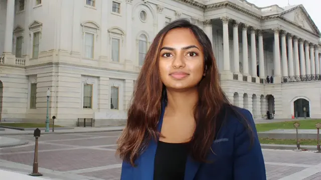 Sohali Vaddula stands in front of the US Capitol