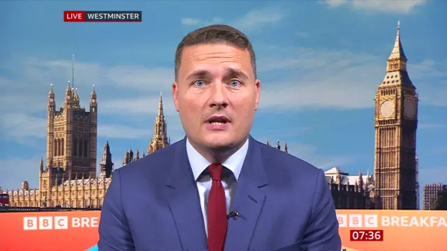 Streeting speaks to BBC Breakfast in front of a backdrop of Westminster