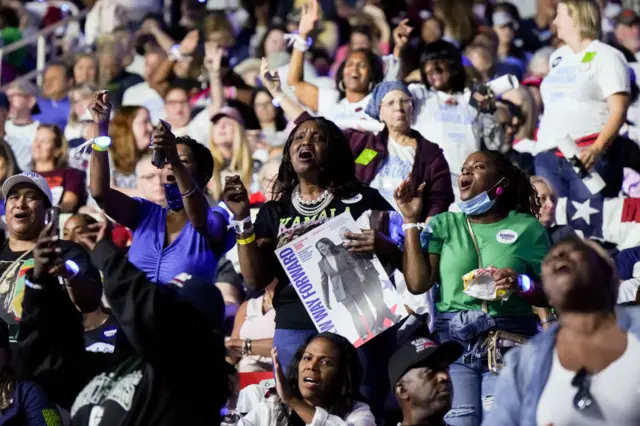 Supporters scream at rally in Charlotte