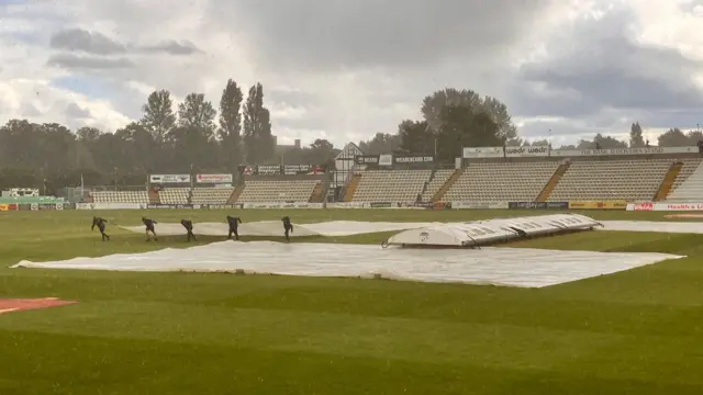 The New Road groundstaff being kept busy