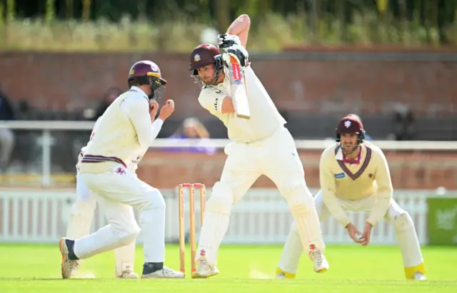 Dom Sibley of Surrey plays a shot