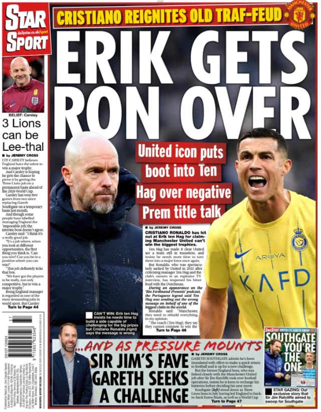 Back page of the Daily Star on 12 September 2024