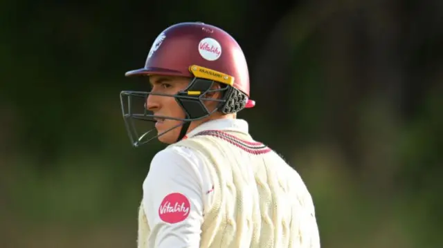 Somerset's Tom Banton looks over his shoulder