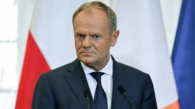 Donald Tusk at a news conference