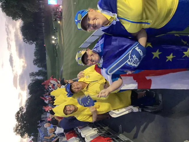 Europe fans on first tee