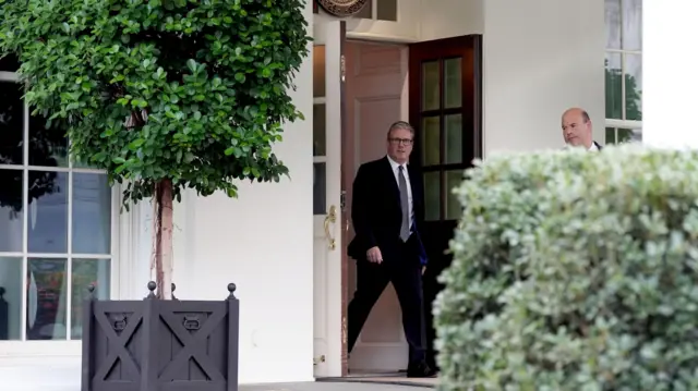 Prime Minister Sir Keir Starmer exits the White House in Washington