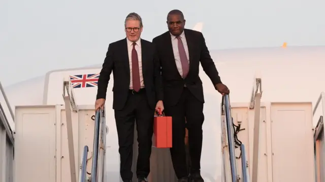 UK PM Sir Keir Starmer and UK Foreign Secretary David Lammy arrive in Washington