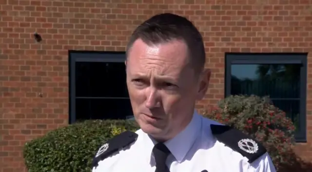 Bedfordshire's Assistant Chief Constable John Murphy talking to the media outside the force's headquarters in Kempston