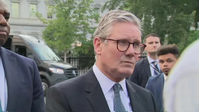 Keir Starmer speaks to reporters