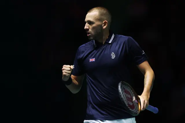 Dan Evans celebrates