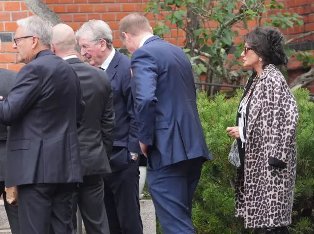 Nancy Dell'Olio and Roy Hodgson arrive for the funeral of Sven-Goran Eriksson