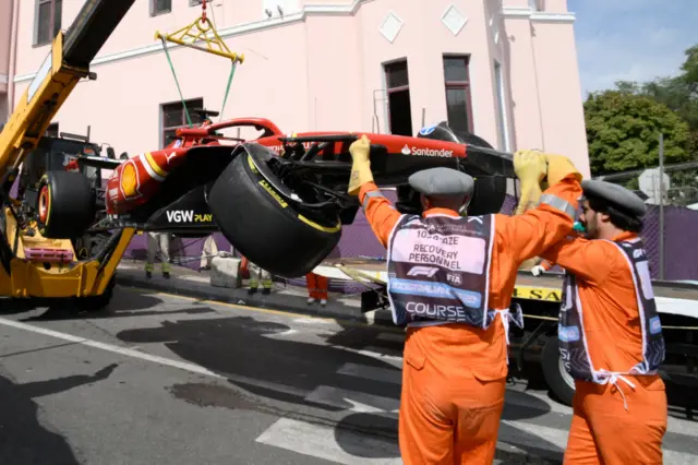 Charles Leclerc's car is taken away