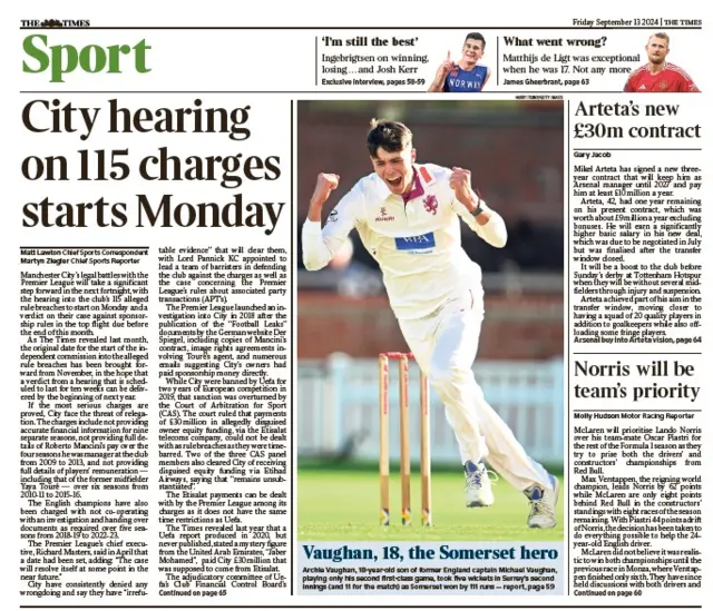 The Times' main sport page