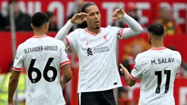 Trent Alexander-Arnold, Virgil van Dijk and Mohamed Salah